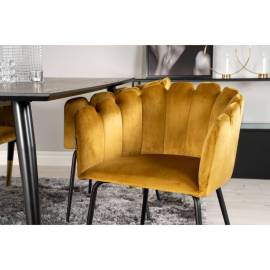 Venture home scaun de sufragerie „limhamn”, negru și galben, catifea, 10 image