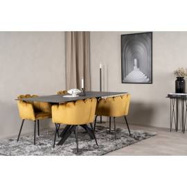 Venture home scaun de sufragerie „limhamn”, negru și galben, catifea, 11 image