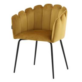 Venture home scaun de sufragerie „limhamn”, negru și galben, catifea, 2 image