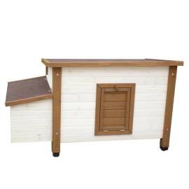 @pet coteț de pui de exterior, alb și maro, 136x74,5x75 cm, lemn, 2 image