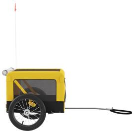 Remorcă de bicicletă câini galben&negru textil oxford&fier, 7 image