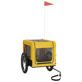 Remorcă de bicicletă câini galben&negru textil oxford&fier, 4 image