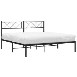 Cadru de pat metalic cu tăblie, negru, 120x190 cm, 3 image