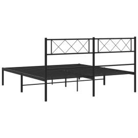 Cadru de pat metalic cu tăblie, negru, 120x190 cm, 7 image