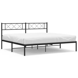 Cadru de pat metalic cu tăblie, negru, 193x203 cm, 2 image