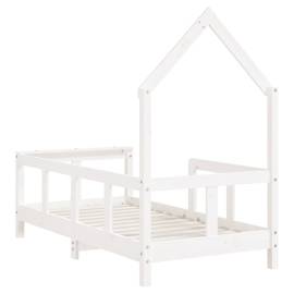 Cadru de pat pentru copii, alb, 70x140 cm, lemn masiv de pin, 6 image