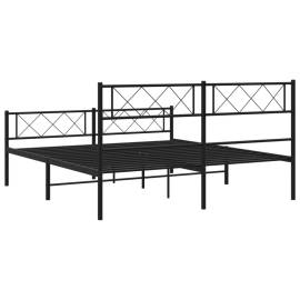 Cadru pat metalic cu tăblie de cap/picioare, negru, 140x190 cm, 7 image