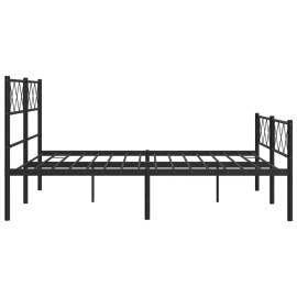 Cadru pat metalic cu tăblie de cap/picioare, negru, 150x200 cm, 6 image