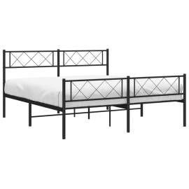 Cadru pat metalic cu tăblie de cap/picioare, negru, 150x200 cm, 3 image