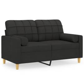 Canapea cu 2 locuri cu pernuțe, negru, 120 cm, textil, 2 image
