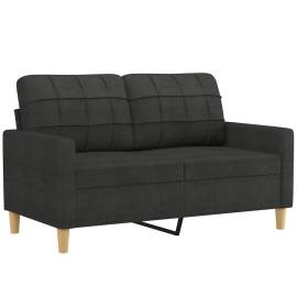 Canapea cu 2 locuri cu pernuțe, negru, 120 cm, textil, 4 image