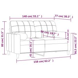 Canapea cu 2 locuri cu pernuțe, negru, 140 cm, textil, 8 image