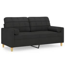 Canapea cu 2 locuri cu pernuțe, negru, 140 cm, textil, 2 image