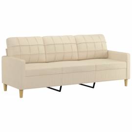 Canapea cu 3 locuri cu pernuțe, crem, 180 cm, textil, 4 image
