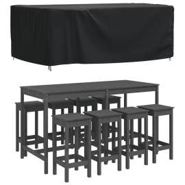 Husă mobilier de grădină negru 225x143x90 cm impermeabilă 420d, 2 image