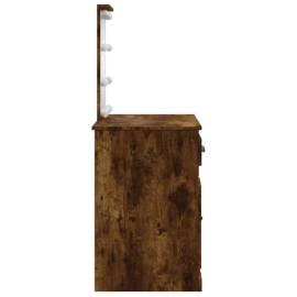 Masă de toaletă cu led-uri, stejar fumuriu, 90x42x132,5 cm, 6 image