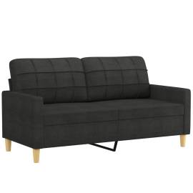 Set de canapele cu perne, 3 piese, negru, textil, 4 image