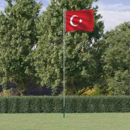 Steag turcia și stâlp din aluminiu, 6,23 m