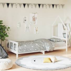 Cadru de pat pentru copii, alb, 90x190 cm, lemn masiv de pin