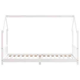 Cadru de pat pentru copii, alb, 90x200 cm, lemn masiv de pin, 4 image
