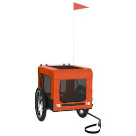 Remorcă de bicicletă câini portocaliu&negru textil oxford&fier, 2 image