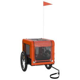 Remorcă de bicicletă câini portocaliu&negru textil oxford&fier, 4 image