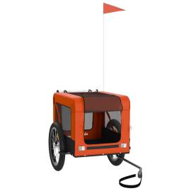 Remorcă de bicicletă câini portocaliu&negru textil oxford&fier, 3 image