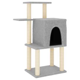 Ansamblu pisici, stâlpi din funie sisal, gri deschis, 97 cm, 2 image