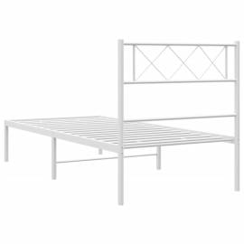 Cadru de pat metalic cu tăblie, alb, 90x190 cm, 7 image
