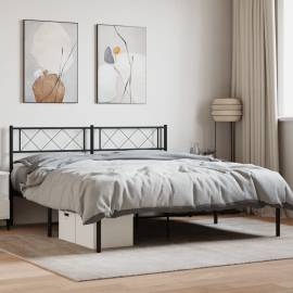 Cadru de pat metalic cu tăblie, negru, 140x190 cm