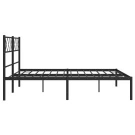 Cadru de pat metalic cu tăblie, negru, 160x200 cm, 6 image