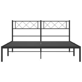 Cadru de pat metalic cu tăblie, negru, 160x200 cm, 4 image