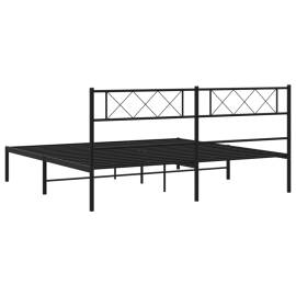 Cadru de pat metalic cu tăblie, negru, 183x213 cm, 7 image