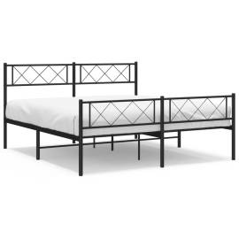 Cadru pat metalic cu tăblie de cap/picioare, negru, 135x190 cm, 2 image