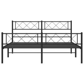 Cadru pat metalic cu tăblie de cap/picioare, negru, 135x190 cm, 4 image