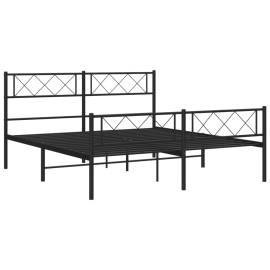 Cadru pat metalic cu tăblie de cap/picioare, negru, 140x200 cm, 5 image