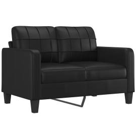 Canapea cu 2 locuri cu pernuțe, negru, 120 cm, piele ecologică, 4 image