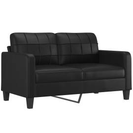 Canapea cu 2 locuri cu pernuțe, negru, 140 cm, piele ecologică, 4 image