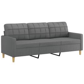 Canapea cu 3 locuri cu pernuțe, gri închis, 180 cm, textil, 4 image