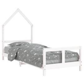 Cadru de pat pentru copii, alb, 80x200 cm, lemn masiv de pin, 2 image
