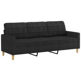 Canapea cu 3 locuri cu pernuțe, negru, 180 cm, textil, 4 image