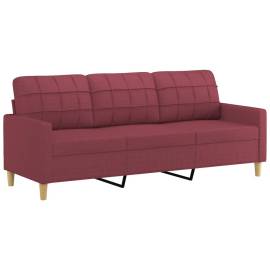Canapea cu 3 locuri cu pernuțe, roșu vin, 180 cm, textil, 4 image