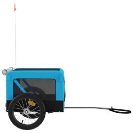 Remorcă de bicicletă câini albastru&negru textil oxford&fier, 7 image