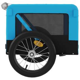 Remorcă de bicicletă câini albastru&negru textil oxford&fier, 8 image