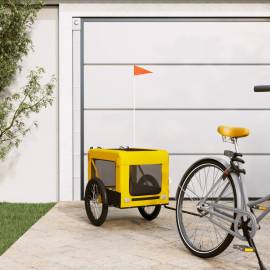 Remorcă de bicicletă câini galben&negru textil oxford&fier