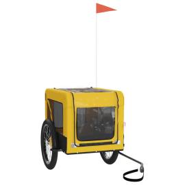 Remorcă de bicicletă câini galben&negru textil oxford&fier, 4 image