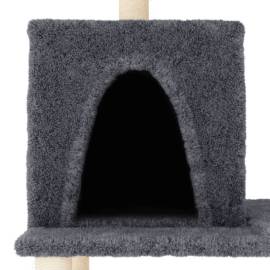 Ansamblu de pisici, stâlpi din funie sisal, gri închis, 167 cm, 5 image