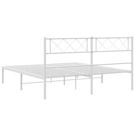 Cadru de pat metalic cu tăblie, alb, 120x190 cm, 7 image