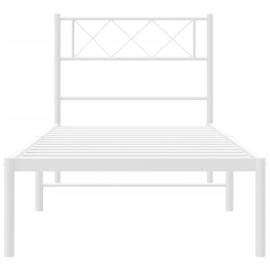 Cadru de pat metalic cu tăblie, alb, 75x190 cm, 5 image