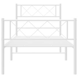 Cadru de pat metalic cu tăblie de cap/picioare, alb, 107x203 cm, 4 image